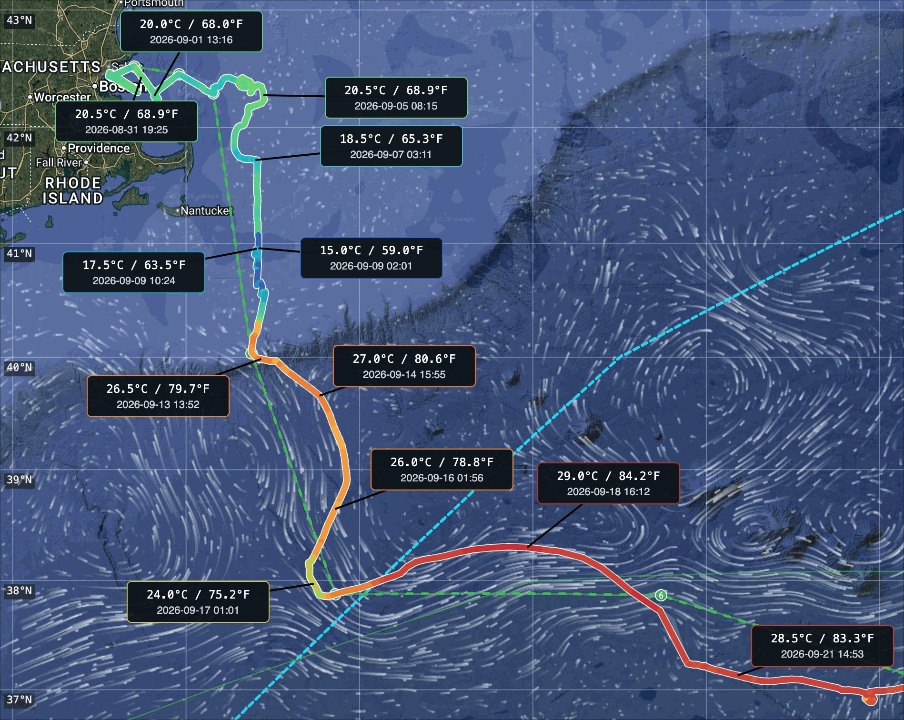 Water temperature and the Gulf Stream currents